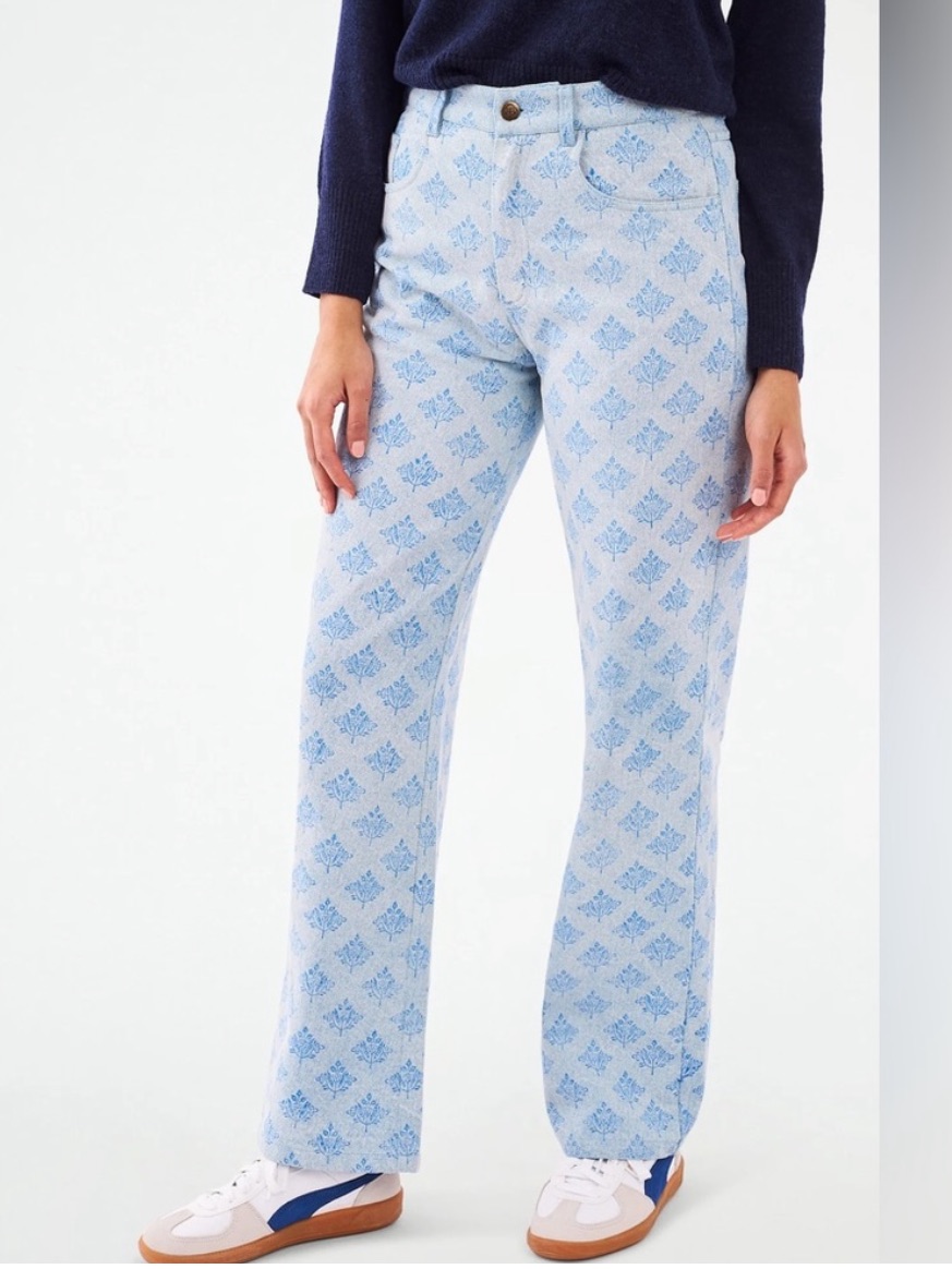 Roller Rabbit Light Wash Straight Leg High Rise Paisley Block Print Jeans 29
